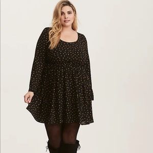 Torrid black yellow star print skater dress
